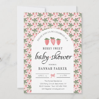Strawberry & Flowers Baby Shower Invitation