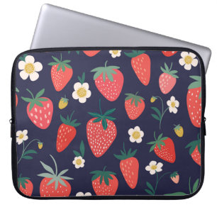 Strawberry Flowers & Fruits: Decorative Pattern Laptop Sleeve