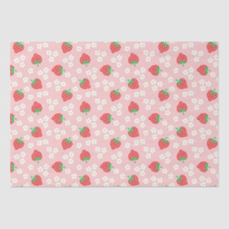 Strawberry Flowers Pink Pattern Tissue Paper