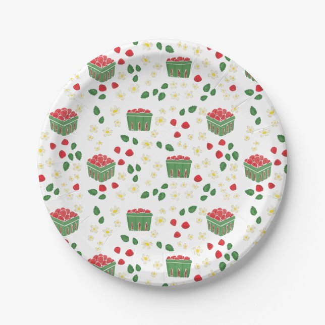 Strawberry Flowers Strawberry Fields Berry First Paper Plate (Front)