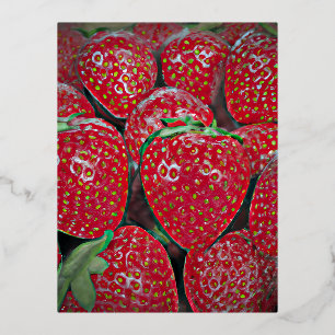 Strawberry Foil Holiday Postcard