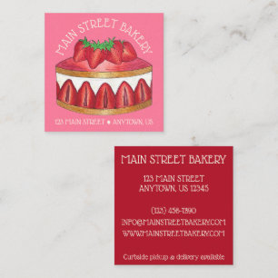 Strawberry Fraisier Cake French Pastry Chef Bakery Square Business Card
