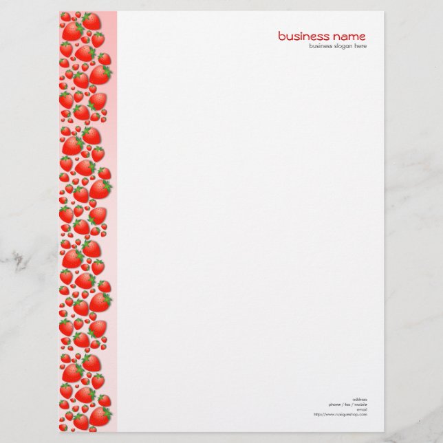 Strawberry Fresh Pink Personalised Letterhead (Front)