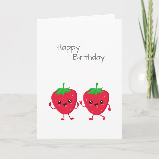 Strawberry friend Happy Birthday Card (Front)
