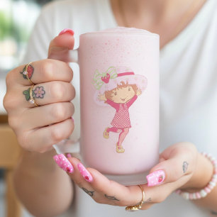 Strawberry Frosted Glass Beer Mug