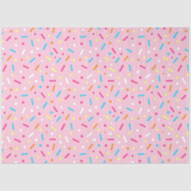 Strawberry Frosting Icing & Doughnut Sprinkles Tissue Paper (Front)