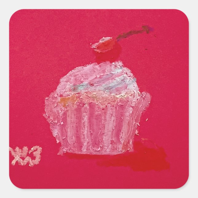 Strawberry Frosting Square Sticker (Front)