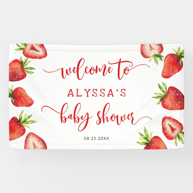 Strawberry Fruit Baby Shower Banner (Horizontal)