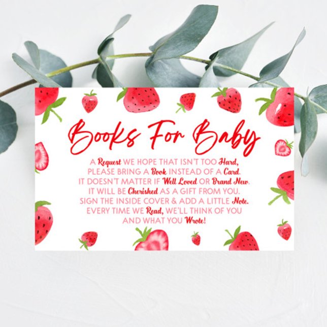 Strawberry Fruit Baby Shower Books For Baby Card (Creator Uploaded)
