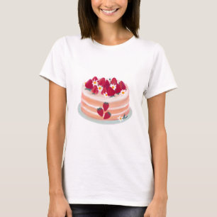 Strawberry Fruit Cake and Daisy Flowers T-Shirt