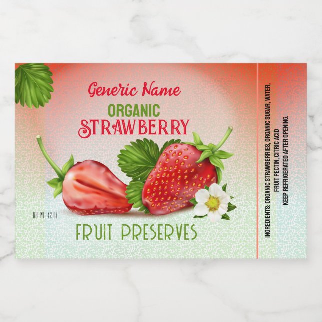 Strawberry Fruit Canning Food Label (Single Label)