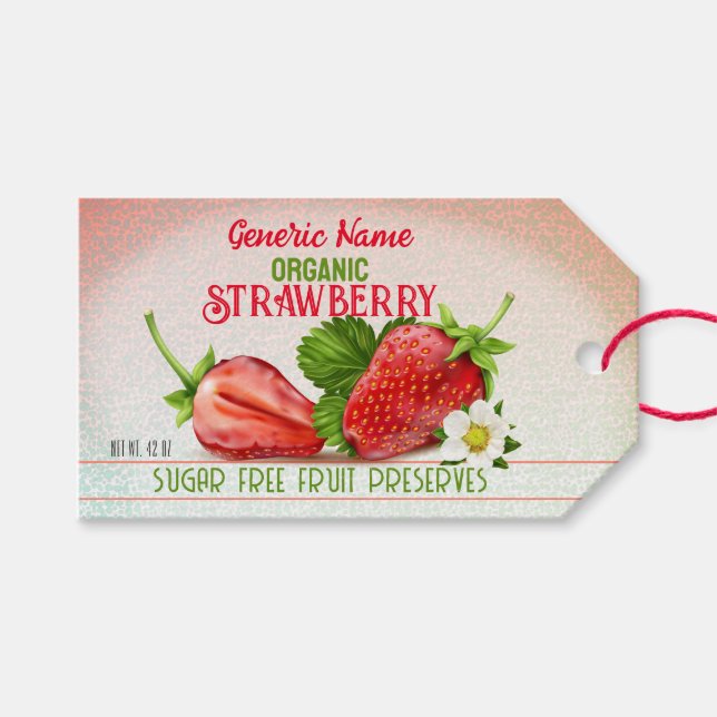 Strawberry Fruit Canning Gift Tags (Front (Horizontal))