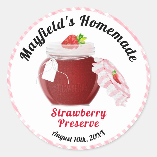 Strawberry Fruit Canning | Jam Jar Label (Front)