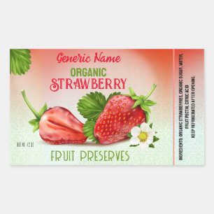 Strawberry Fruit Canning Rectangular Sticker