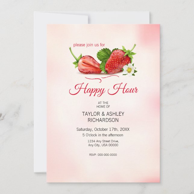 Strawberry Fruit Cocktail Party Invitation (Front)