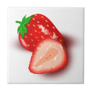 Strawberry Fruit Customisable Image Template White Tile