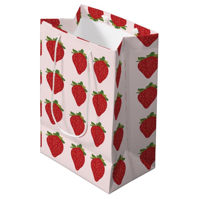 Strawberry Fruit Cute Summer Strawberries Medium Gift Bag (Front Angled)