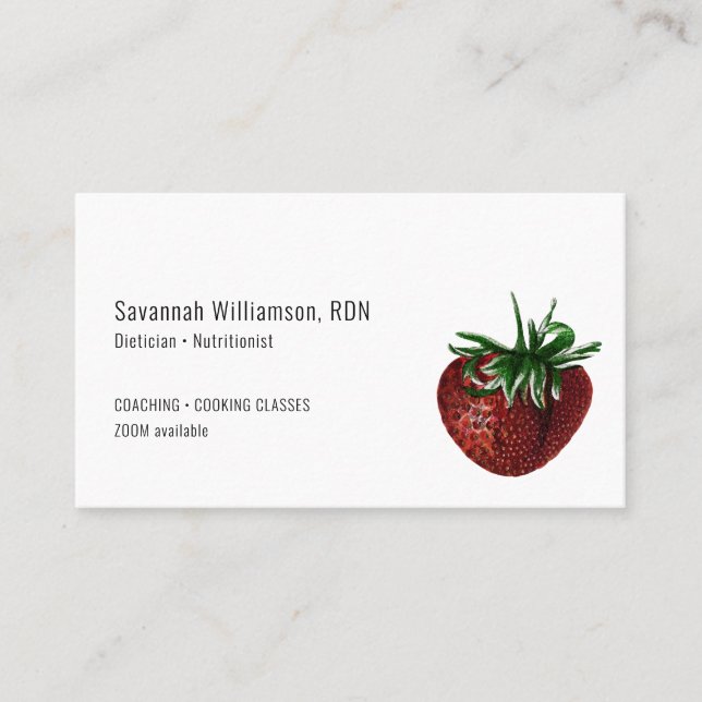 Strawberry Fruit Dietician Nutrition Business Card (Front)