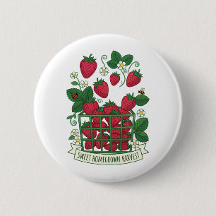 Strawberry Fruit Food Berry Sweet Basket  6 Cm Round Badge