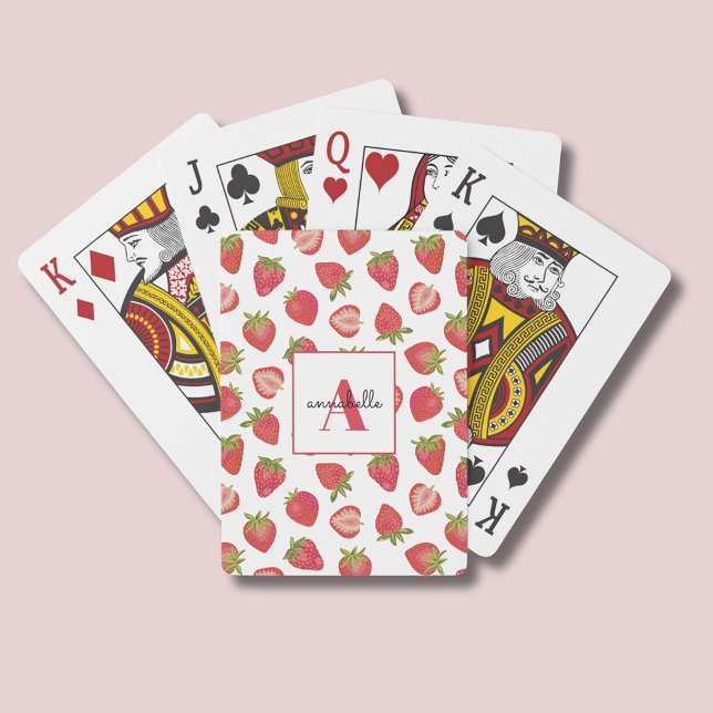 Strawberry Fruit Personalised Playing Cards (Personalised strawberry playing cards.)