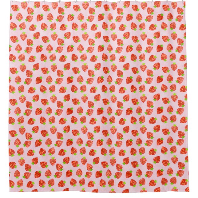 Strawberry Fruit Pink Red Pretty Summer Pattern Shower Curtain (Front)