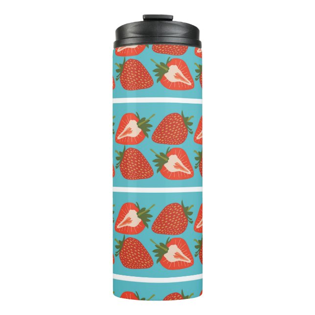 Strawberry Fruit: Seamless Repeat Pattern. Thermal Tumbler (Front)
