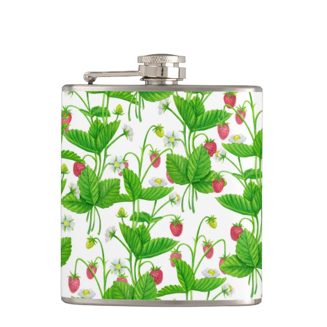 Strawberry garden hip flask (Front)
