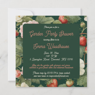 Strawberry Garden Party Bridal Shower Invitation