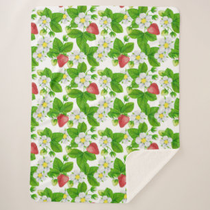 Strawberry garden sherpa blanket