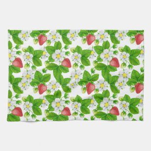 Strawberry garden tea towel