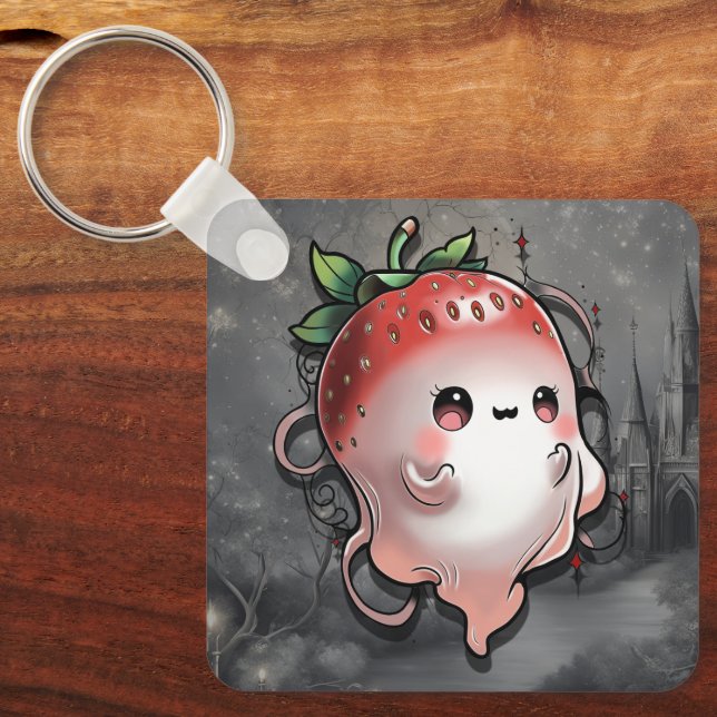 Strawberry Ghost Keychain (Front)