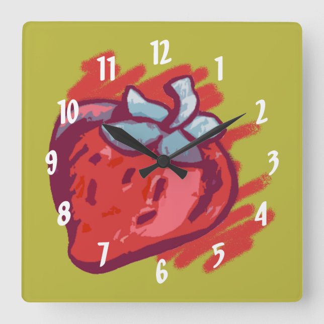 Strawberry Gifts Square Wall Clock (Front)