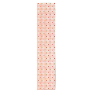 Strawberry Gingham Check Salmon Pink Short Table Runner