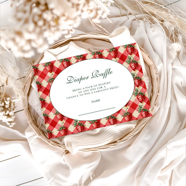 Strawberry Gingham Cottage Diapper Raffle Enclosure Card (Creator Uploaded)