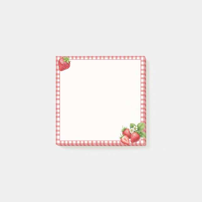 Strawberry Gingham Post-it® Notes (Front)