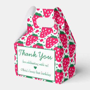 Strawberry Girl 1st Birthday Party Thank You Favour Box