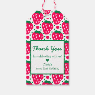 Strawberry Girl 1st Birthday Party Thank You Gift Tags