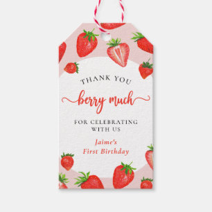 Strawberry Girl 1st Birthday Thank You Berry Much Gift Tags