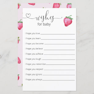 Strawberry  Girl  Baby Shower Wishes For Baby
