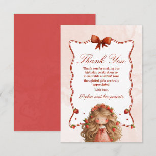 Strawberry Girl Birthday Thank You Card