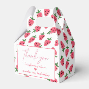 Strawberry Girl First Birthday Party Thank You Favour Box
