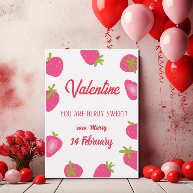 Strawberry Girl Sweet Valentines Day Card (Creator Uploaded)