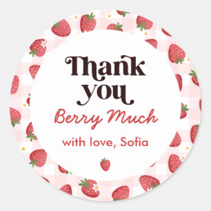 Strawberry Girl Thank You Classic Round Sticker