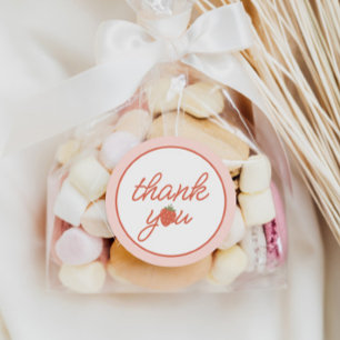 Strawberry Girls 1st Birthday Favour Classic Round Sticker