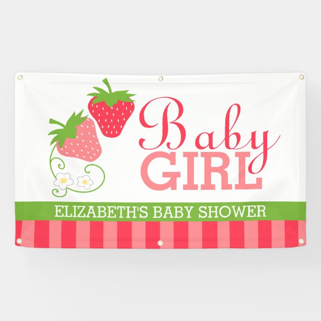 Strawberry Girls Baby Shower Banner (Horizontal)
