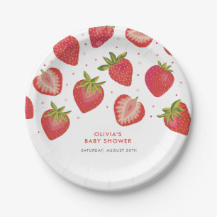 Strawberry Girls Baby Shower Paper Plate