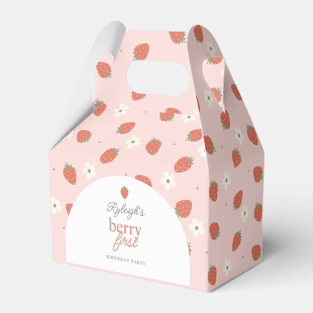 Strawberry Girls Berry First Birthday Party |  Favour Box (Front Side)