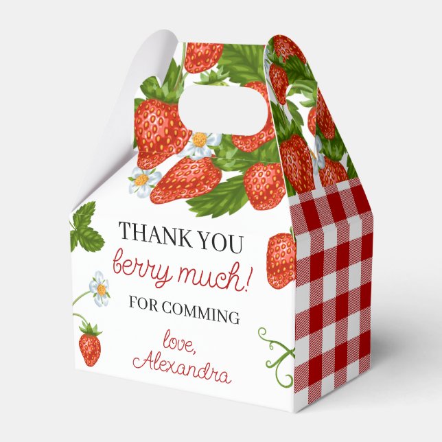 Strawberry Girls Berry First Birthday Party Favour Box (Front Side)