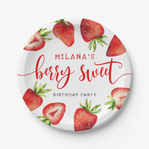 Strawberry Girl's Berry Sweet Birthday Party Paper Plate
