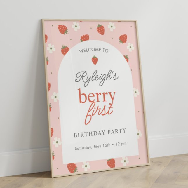 Strawberry Girls First Birthday | Welcome Sign (Creator Uploaded)